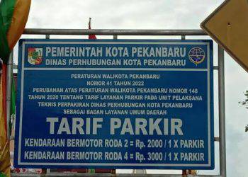 Tarif Parkir di Pasar Tradisional Pekanbaru Kembali Rp1000