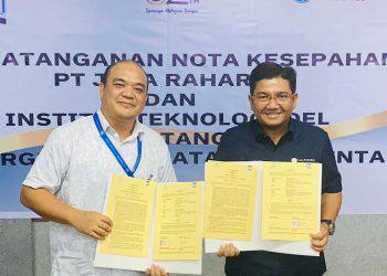 Penandatangan MoU Jasa Raharja bersama Institut Teknologi Del (ITDEL) menjalin kerja sama terkait Sinergi Keselamatan Lalu Lintas di Kabupaten Toba (8/2/23)