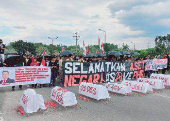 Aksi keprihatinan mahasiswa atas banyaknya pekerja tewas di PHR beberapa waktu lalu