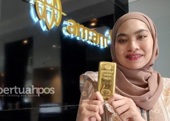 Emas batangan produk Antam (Foto: Bertuahpos / Melba)