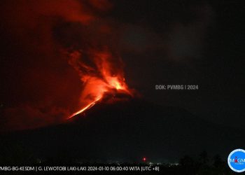 Gunung Lewotobi Semburkan Lava Pijar, Warga Dulipali Dievakuasi