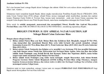 FUI Riau Dukung Edy Natar Nasution sebagai Bakal Calon Gubernur Riau