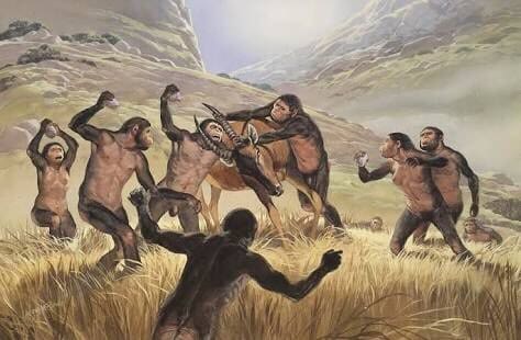 Ilustrasi Homo Habilis berburu (Foto: Istimewa/net)