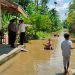 Kondisi jalan dan halaman rumah warga di Rohul yang sudah digenangi air luapn Sungai Batang Lubuh/FOTO: Istimewa.