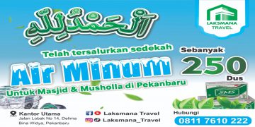 Laksmana Travel Sudah Salurkan 250 Dus Air Mineral ke Masjid dan Musholla di Pekanbaru