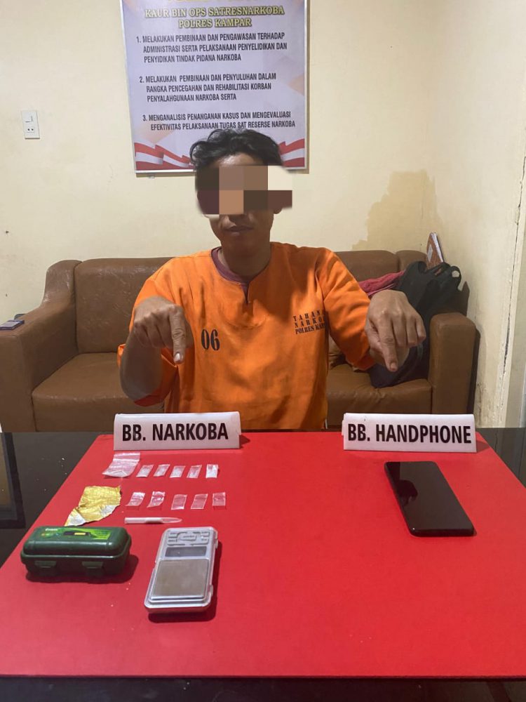 Satnarkoba Polres Kampar Ringkus Pengedar Sabu di Bangkinang Kota