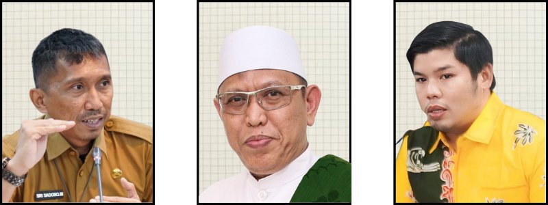 Kepala Dinas Kesehatan Provinsi Riau, drg. Sri Sadono Mulyanto, M.Han (kiri), Ketua Forum Komunikasi Pondok Pesantren (FKPP) Provinsi Riau, KH Muhammad Mursyid, M.Pd.I (tengah) dan Ketua Program Studi Kesehatan Masyarakat UHTP, Assoc. Prof. Dr. Reno Rinaldi, M.K.S., M.Kes (kanan).