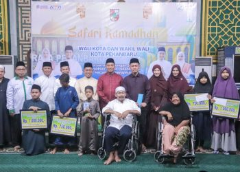Safari Ramadan Wali Kota (Wako) Pekanbaru, H Agung Nugroho SE MM dan Wakil Wali Kota, Markarius Anwar ST MARch berlanjut ke Masjid Raya Kecamatan Senapelan, Ahad (22/2/2026)