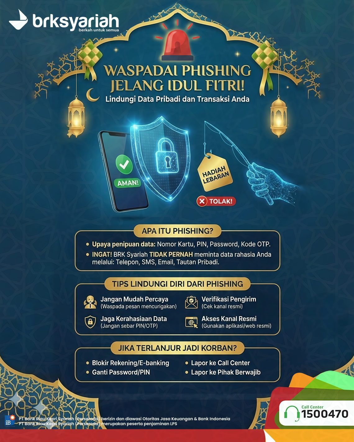 Waspada Phishing Jelang Idul Fitri, BRK Syariah Edukasi Nasabah