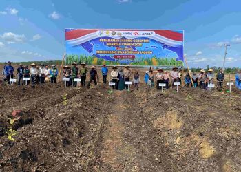 Kegiatan Penanaman Jagung Pipil serentak kuartal I tahun 2026 dan oleh Polres Siak didukung PT RAPP di Kampung Lubuk Jering, Kecamatan Tualang, Kabupaten Siak, Sabtu (7/3/2026).