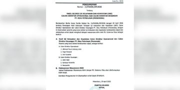 Enam Kandidat Lolos Seleksi Direksi BUMD Riau PT Riau Petroleum, Ini Daftarnya