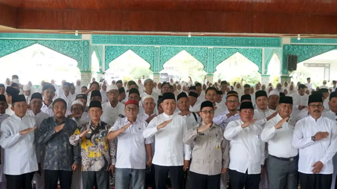 Wakil Bupati Pelalawan, Husni Tamrin buka manasik haji tingkat Kabupaten Pelalawan Tahun 1447 Hijriah/2026 Masehi, Rabu (15/4/2026)