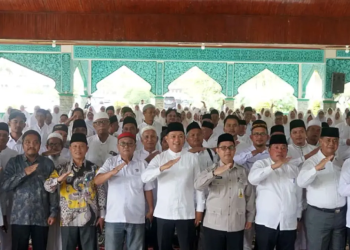 Wakil Bupati Pelalawan, Husni Tamrin buka manasik haji tingkat Kabupaten Pelalawan Tahun 1447 Hijriah/2026 Masehi, Rabu (15/4/2026)