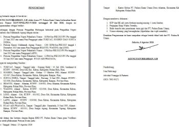 PT Padasa Enam Utama Undang Delapan Eks Karyawan untuk Verifikasi Data Tindak Lanjut Putusan PHI
