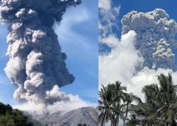Gunung Ibu Erupsi Pagi Ini, Status Masih Waspada Level II