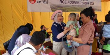 Kegiatan imunisasi dan pengukuran tumbuh kembang anak pada rangkaian kegiatan pra event Founders Day 2026.